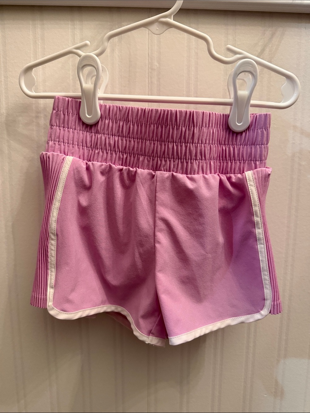 all in motion Pink Elastic-Waist Athletic Shorts with White Trim